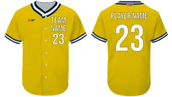 Custom  golden yellow adult youth unisex full buttons baseball jersey - Jersey