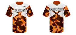 Custom tangerine stealth camo adult youth unisex cheerleading short sleeve turtle neck jersey - Jersey