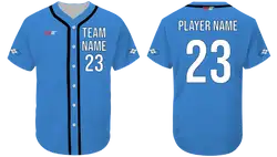Custom  solid blue adult youth unisex full buttons softball jersey - Jersey