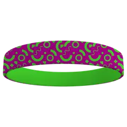 Custom wristband silicone shapes magenta lime pattern - Wristbands