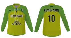 Custom solid yellow and green adult youth unisex hockey jersey with laces - Jersey