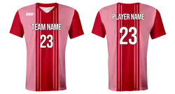 Custom red straight lines youth unisex cheerleading short sleeve tight fit jersey - Jersey