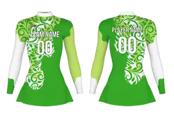 Custom figure skating long sleeve uniform emerald bloom adult youth plain skirt - Figure-skating-uniforms