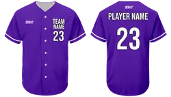 Custom stylish purple adult youth unisex full buttons baseball jersey - Jersey