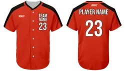 Custom reddish orange adult youth unisex full buttons softball jersey - Jersey