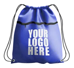 Navy blue drawstring bag with zipper - Drawstring-bag