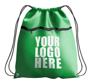 Green  drawstring bag with zipper - Drawstring-bag