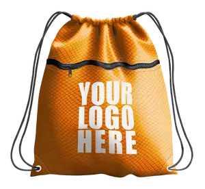 Orange drawstring bag with zipper - Drawstring-bag