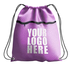 Purple drawstring bag with zipper - Drawstring-bag