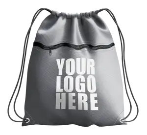Drawstring bag with zipper ashstone - Drawstring-bag