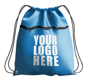 Blue drawstring bag with zipper - Drawstring-bag
