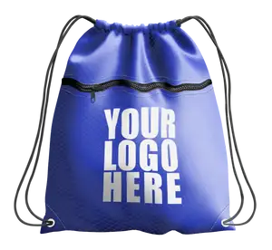 Navy blue drawstring bag with zipper - Drawstring-bag