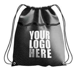 Black drawstring bag with zipper - Drawstring-bag