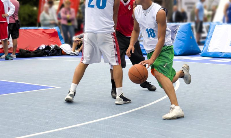 an outdoor basketball game