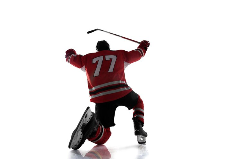 a hockey player celebrating