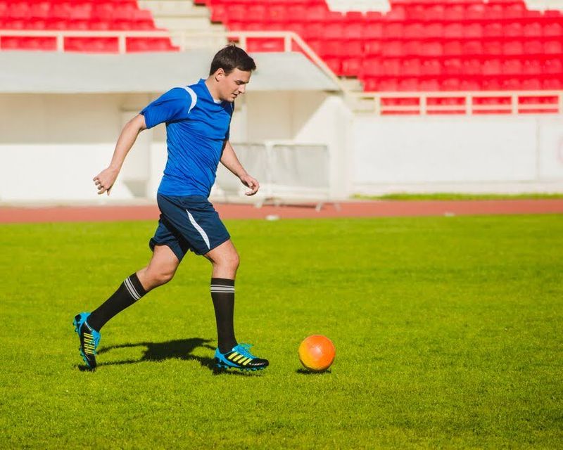 Soccer player in a soccer stadium