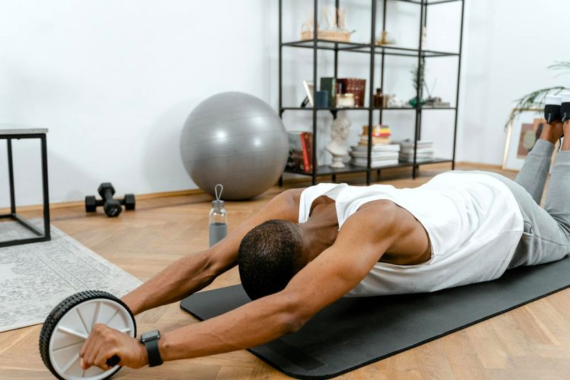 a man doing a workout at home