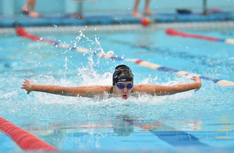 a swimmer performing laps in a pool