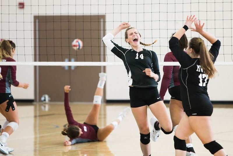 A volleyball celebrating winning