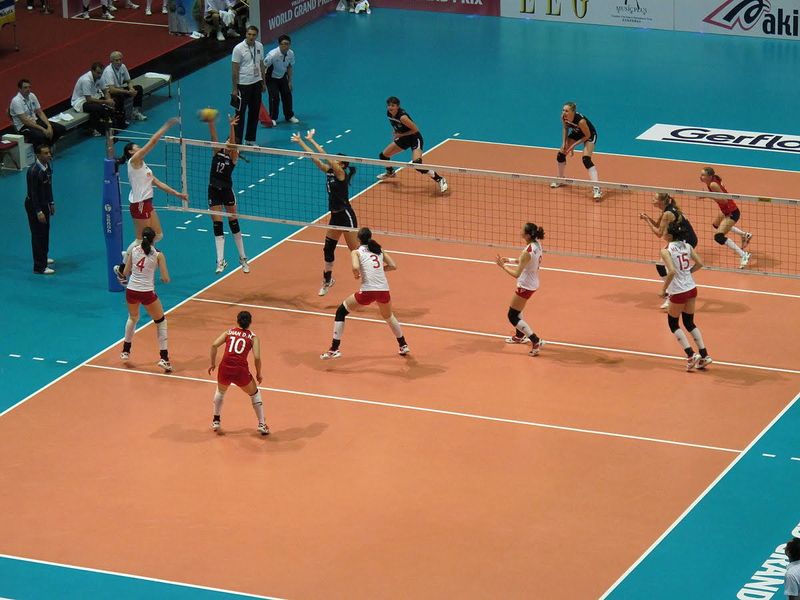 A volleyball match