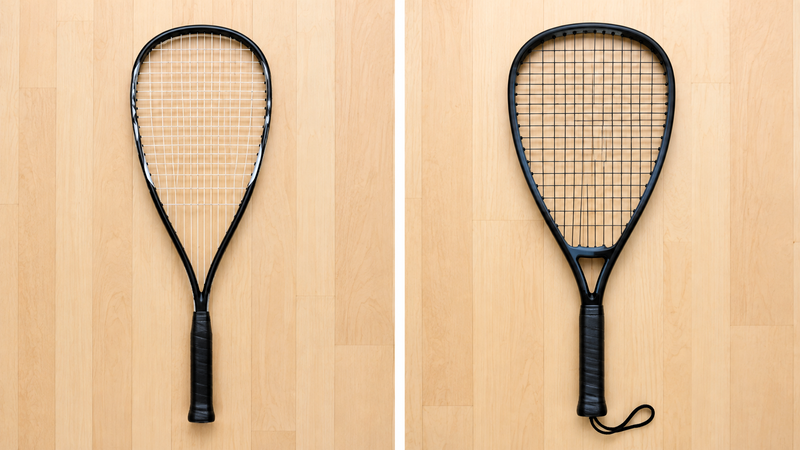 a racquetball racquet compared to a squash racquet