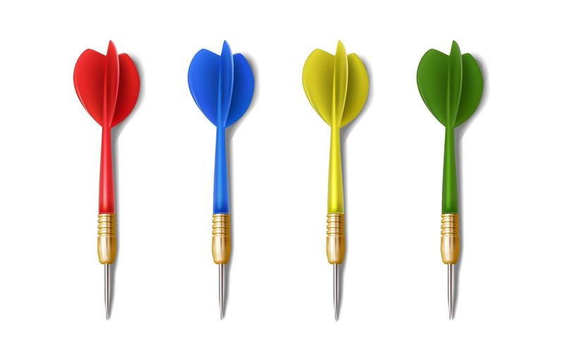 4 colored beginner darts against a white background
