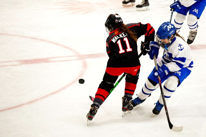 two youth hockey players playing ice hockey