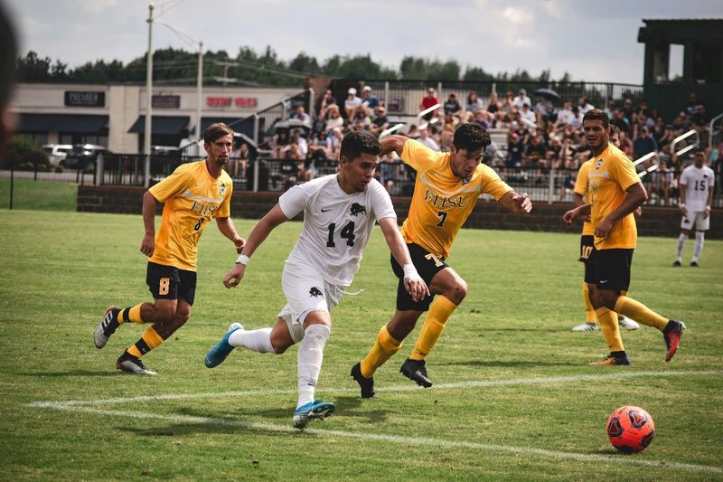 Soccer player on offense