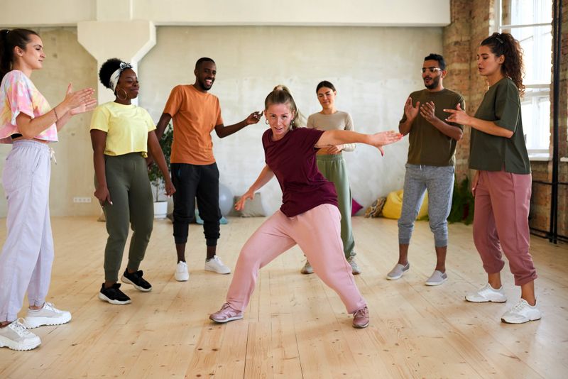 a team of dancers during dance class