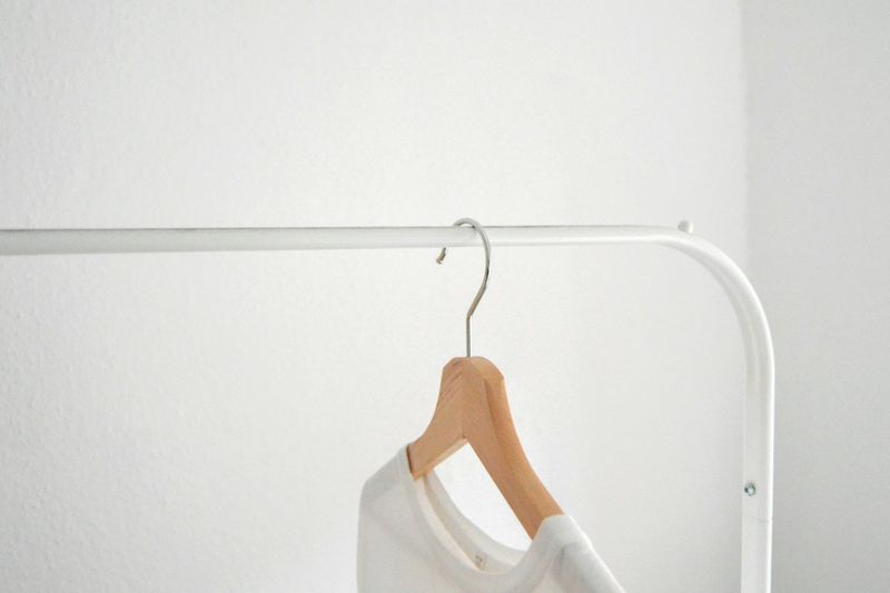 air drying a shirt on clothing rack