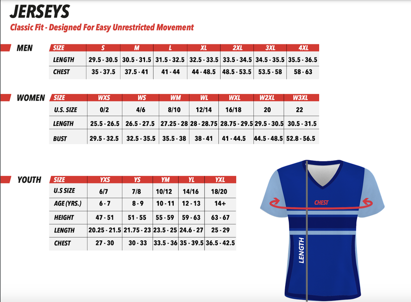 Soccer Jersey Sizing Chart Diagram