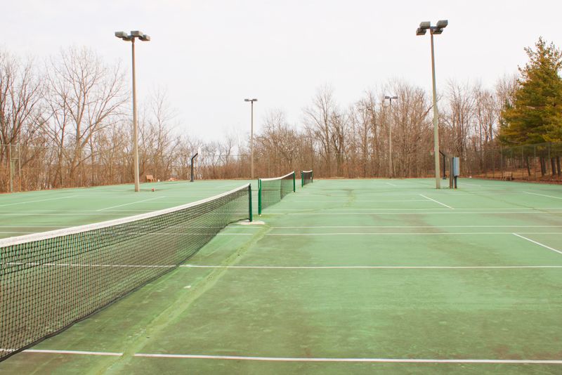 a tennis court in winter