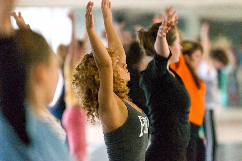 a group of adult women during a dance class