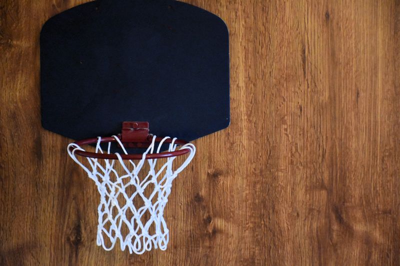 a mini basketball hoop on a wooden wall