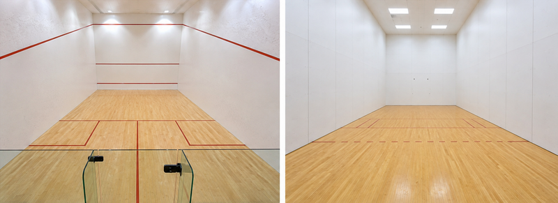 a squash court compared to racquetball court