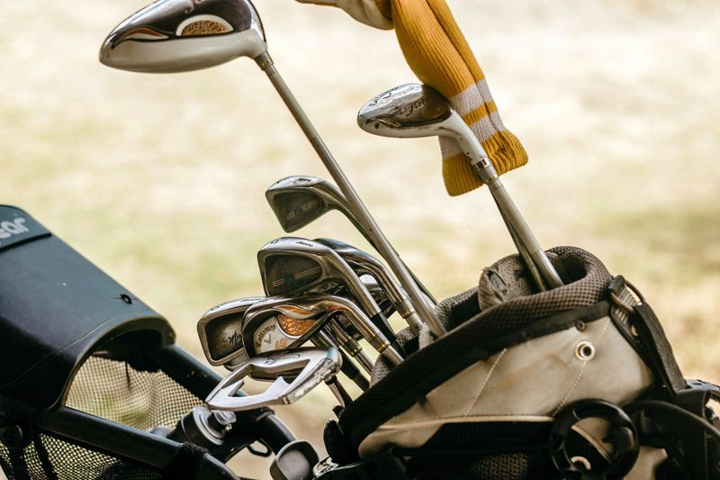 a set of golf clubs in a golf bag