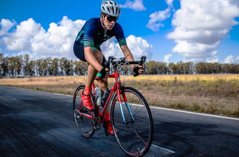 a cyclist equipped with cycling gear